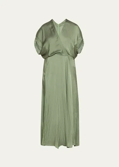 Zero + Maria Cornejo Long Aki Wave Wrap Dress In Sage