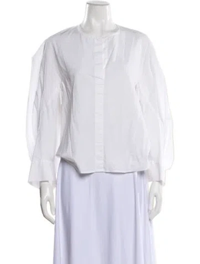 Pre-owned Zero + Maria Cornejo Long Sleeve Blouse In White