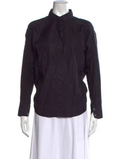 Pre-owned Zero + Maria Cornejo Long Sleeve Button-up Top In Blue