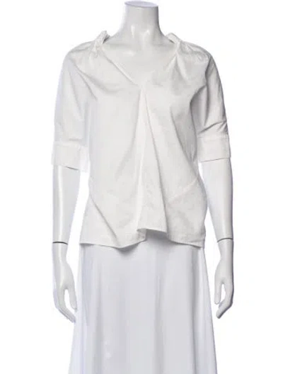 Pre-owned Zero + Maria Cornejo Malia V-neck Top In Neutrals