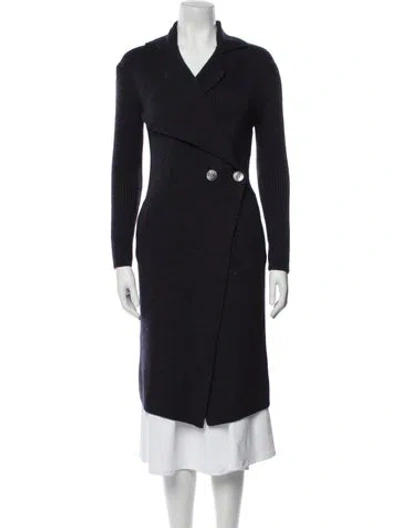 Pre-owned Zero + Maria Cornejo Merino Wool Cowl Neck Sweater In Blue