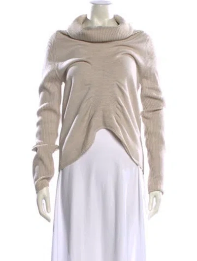 Pre-owned Zero + Maria Cornejo Merino Wool Cowl Neck Sweater In Neutral