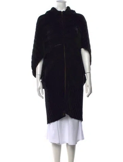 Pre-owned Zero + Maria Cornejo Merino Wool Open Front Sweater In Black