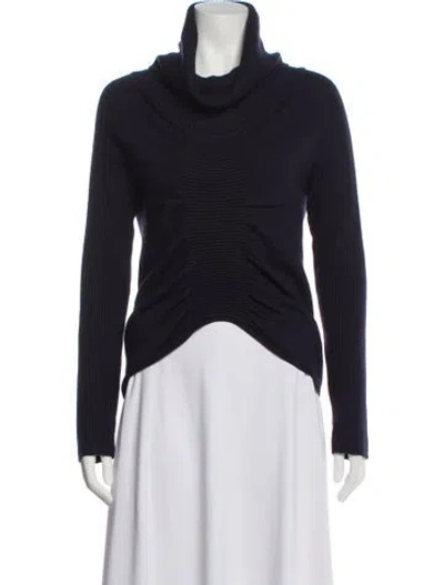 Pre-owned Zero + Maria Cornejo Merino Wool Turtleneck Sweater In Blue