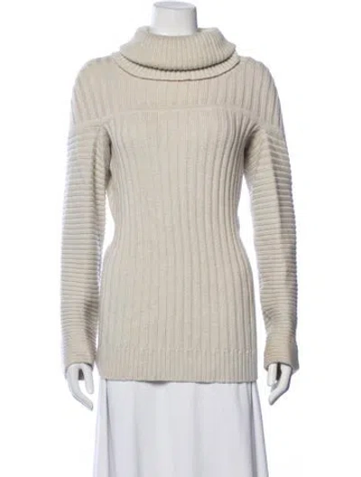 Pre-owned Zero + Maria Cornejo Merino Wool Turtleneck Sweater In Neutrals