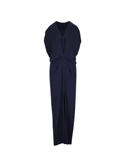 Zero + Maria Cornejo Miu V-neck Front-slit Maxi Dress In Blue