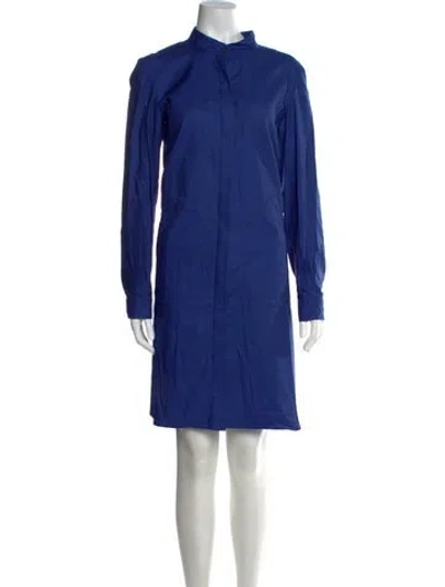 Pre-owned Zero + Maria Cornejo Mock Neck Knee-length Dress In Blue