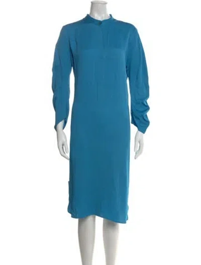 Pre-owned Zero + Maria Cornejo Mock Neck Midi Length Dress In Blue
