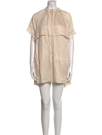 Pre-owned Zero + Maria Cornejo Mock Neck Mini Dress In Neutral