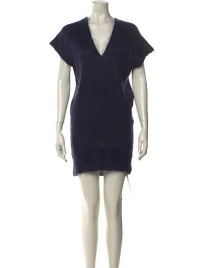 Pre-owned Zero + Maria Cornejo Mohair Mini Dress In Blue