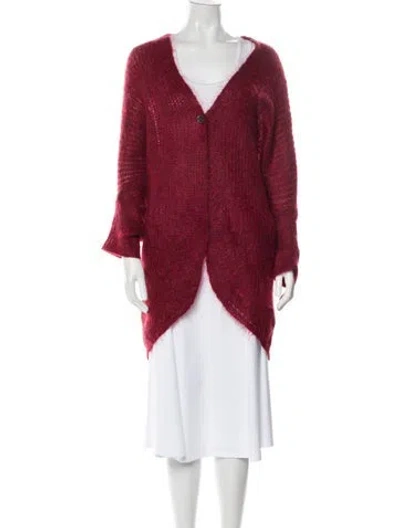 Pre-owned Zero + Maria Cornejo Mohair V-neck Sweater In Red