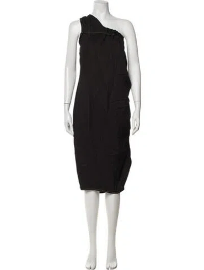 Pre-owned Zero + Maria Cornejo One-shoulder Midi Length Dress In Brown