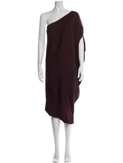 Pre-owned Zero + Maria Cornejo One-shoulder Midi Length Dress In Burgundy