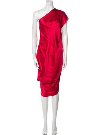 Pre-owned Zero + Maria Cornejo One-shoulder Midi Length Dress In Red