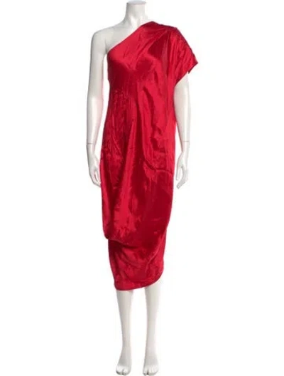 Pre-owned Zero + Maria Cornejo One-shoulder Midi Length Dress In Red
