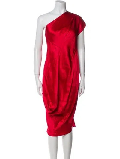 Pre-owned Zero + Maria Cornejo One-shoulder Midi Length Dress In Red