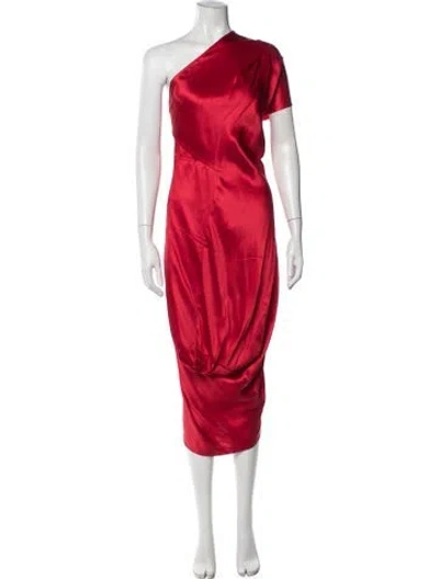 Pre-owned Zero + Maria Cornejo One-shoulder Midi Length Dress In Red