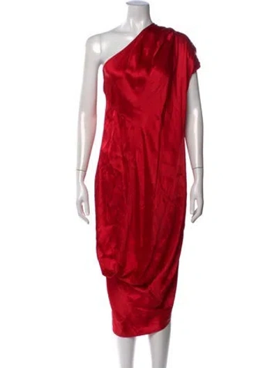 Pre-owned Zero + Maria Cornejo One-shoulder Midi Length Dress In Red