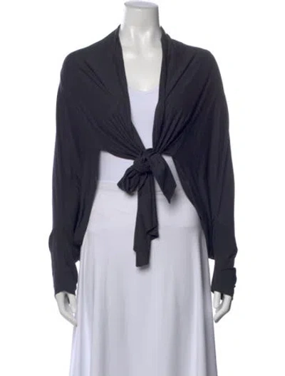 Pre-owned Zero + Maria Cornejo Open Front Long Sleeve Top In Black