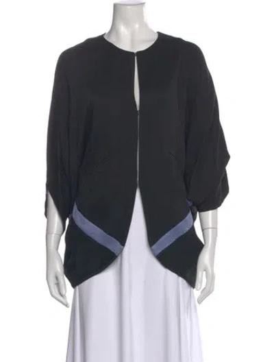 Pre-owned Zero + Maria Cornejo Open Front Three-quarter Sleeve Top In Gray