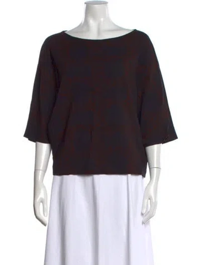 Pre-owned Zero + Maria Cornejo Patterned Bateau Neckline Top In Blue