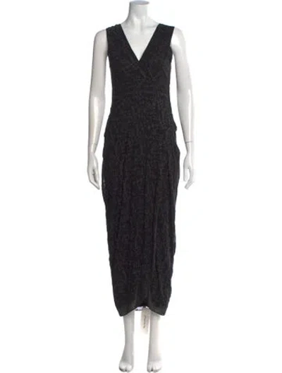 Pre-owned Zero + Maria Cornejo Patterned Long Dress In Black