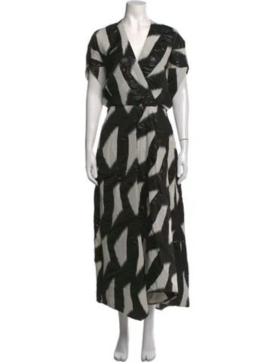 Pre-owned Zero + Maria Cornejo Patterned Long Dress In Black