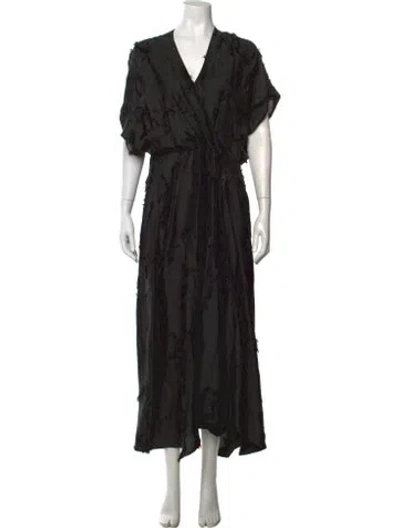 Pre-owned Zero + Maria Cornejo Patterned Long Dress In Black
