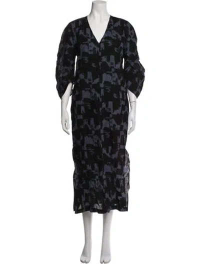 Pre-owned Zero + Maria Cornejo Patterned Midi Length Dress In Black