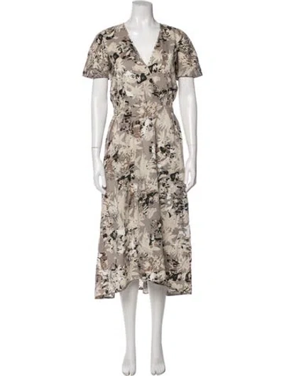 Pre-owned Zero + Maria Cornejo Patterned Midi Length Dress In Neutral