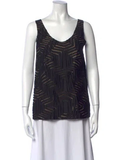 Pre-owned Zero + Maria Cornejo Patterned Scoop Neck Top In Black