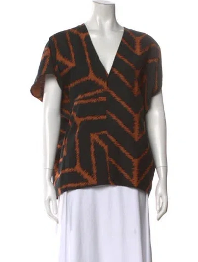 Pre-owned Zero + Maria Cornejo Patterned V-neck Top In Black