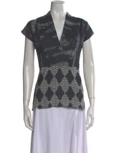 Pre-owned Zero + Maria Cornejo Patterned V-neck Top In Burgundy