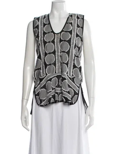 Pre-owned Zero + Maria Cornejo Patterned V-neck Top In Multicolor