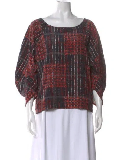 Pre-owned Zero + Maria Cornejo Plaid Print Crew Neck Blouse In Multi
