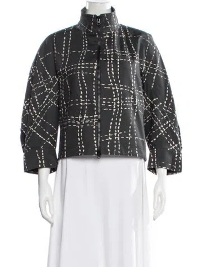 Pre-owned Zero + Maria Cornejo Plaid Print Evening Jacket In Gray