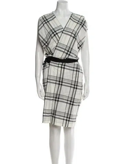 Pre-owned Zero + Maria Cornejo Plaid Print Knee-length Dress In Blue