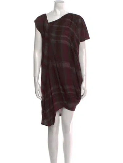Pre-owned Zero + Maria Cornejo Plaid Print Mini Dress In Burgundy