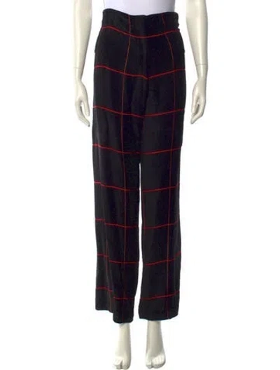 Pre-owned Zero + Maria Cornejo Plaid Print Wide Leg Pants In Black