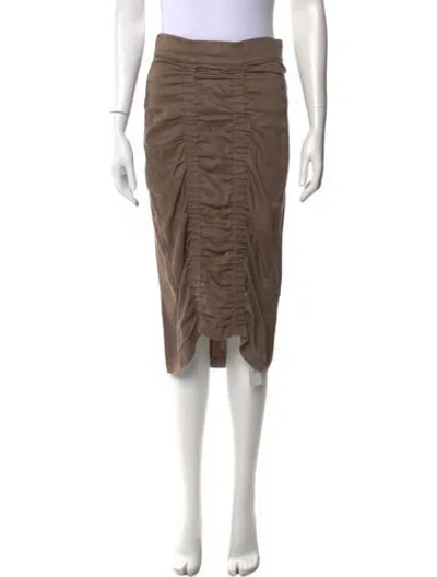 Pre-owned Zero + Maria Cornejo Pleated Accents Midi Length Skirt In Brown