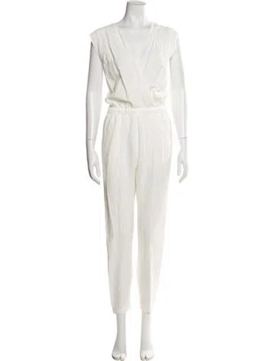 Pre-owned Zero + Maria Cornejo Plunge Neckline Jumpsuit In White