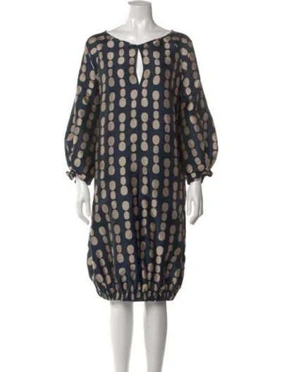 Pre-owned Zero + Maria Cornejo Polka Dot Print Midi Length Dress In Blue