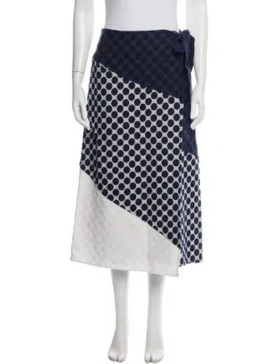 Pre-owned Zero + Maria Cornejo Polka Dot Print Midi Length Skirt In Blue