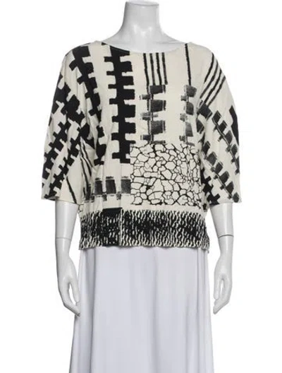 Pre-owned Zero + Maria Cornejo Printed Bateau Neckline Top In Black