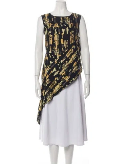 Pre-owned Zero + Maria Cornejo Printed Crew Neck Top In Black
