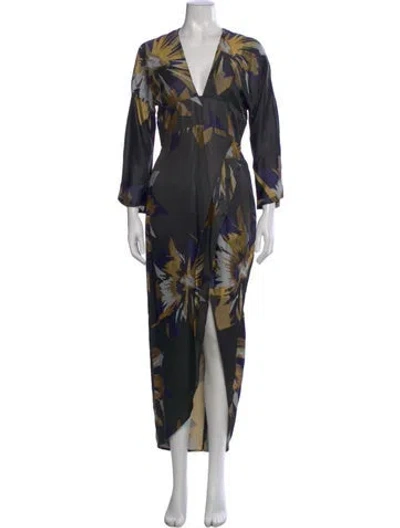 Pre-owned Zero + Maria Cornejo Printed Long Dress In Black