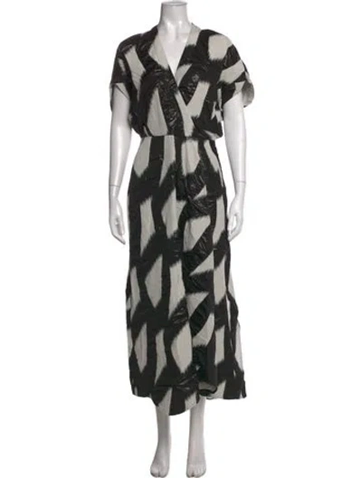 Pre-owned Zero + Maria Cornejo Printed Long Dress In Black