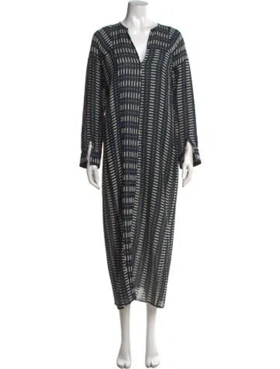 Pre-owned Zero + Maria Cornejo Printed Long Dress In Blue