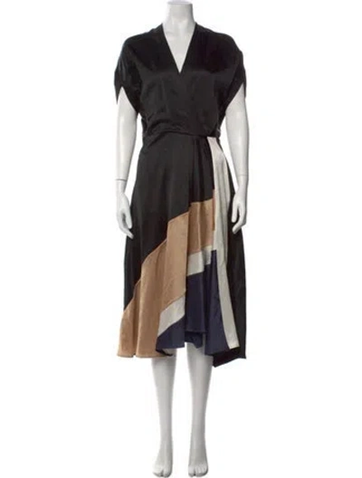 Pre-owned Zero + Maria Cornejo Printed Midi Length Dress In Black