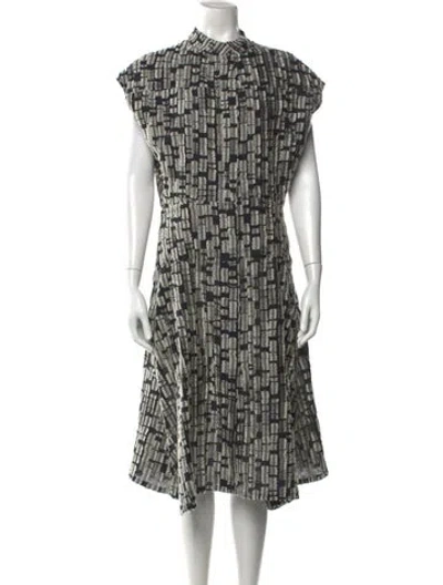 Pre-owned Zero + Maria Cornejo Printed Midi Length Dress In Black